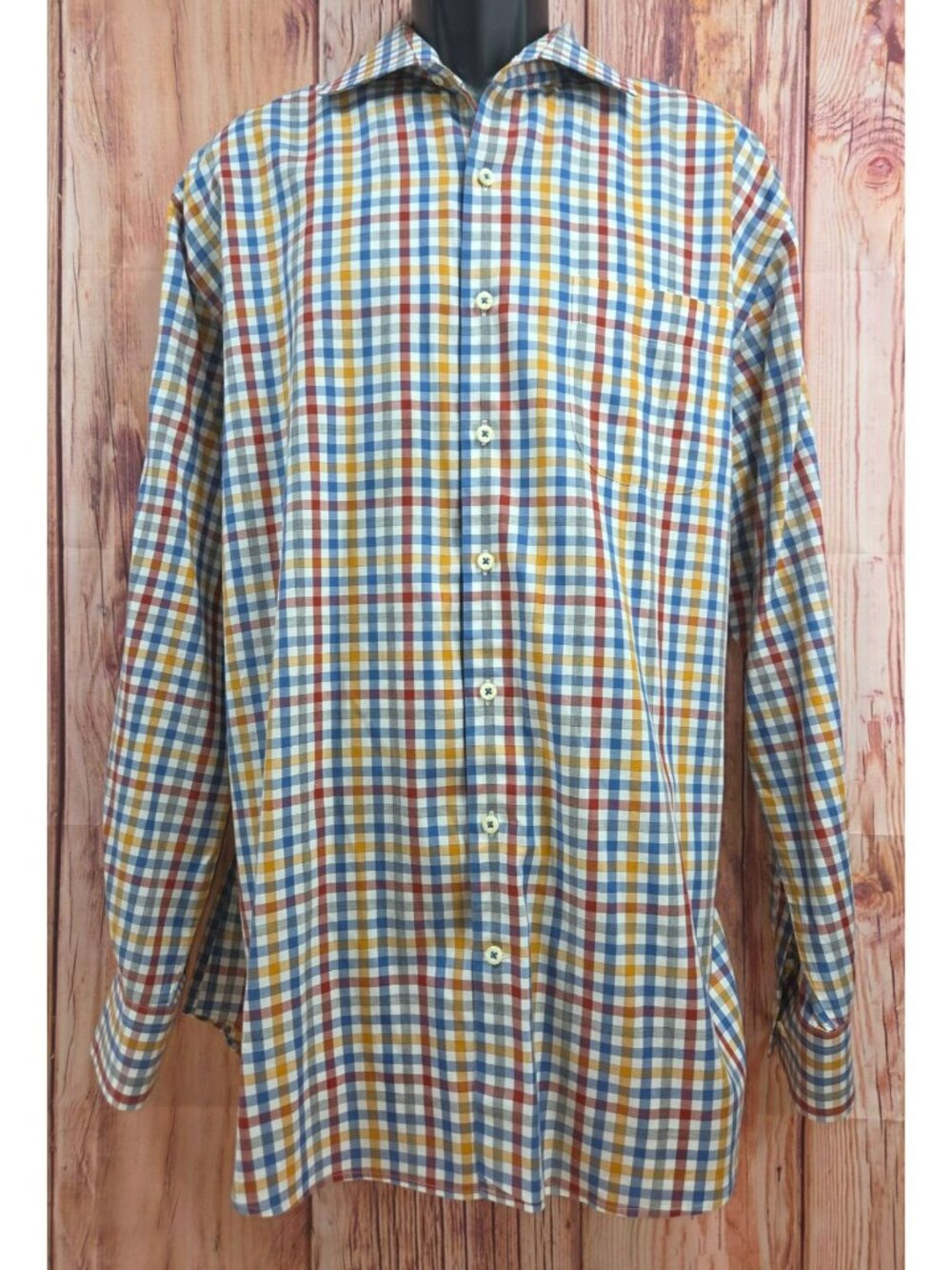 Peter Millar Mens Multicolor Checkered Button-Down Shirt XL